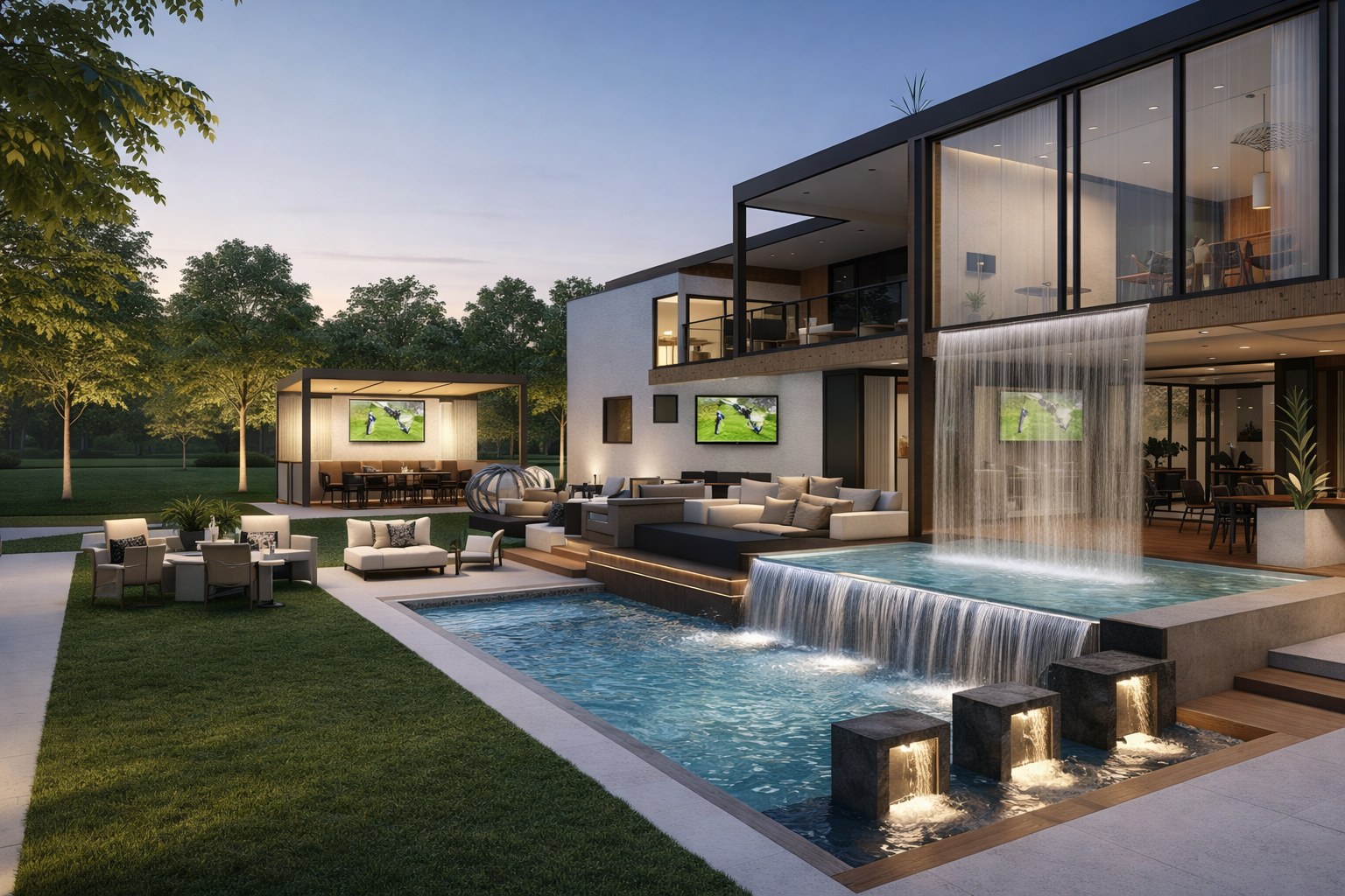 Rear Pool + Waterfall