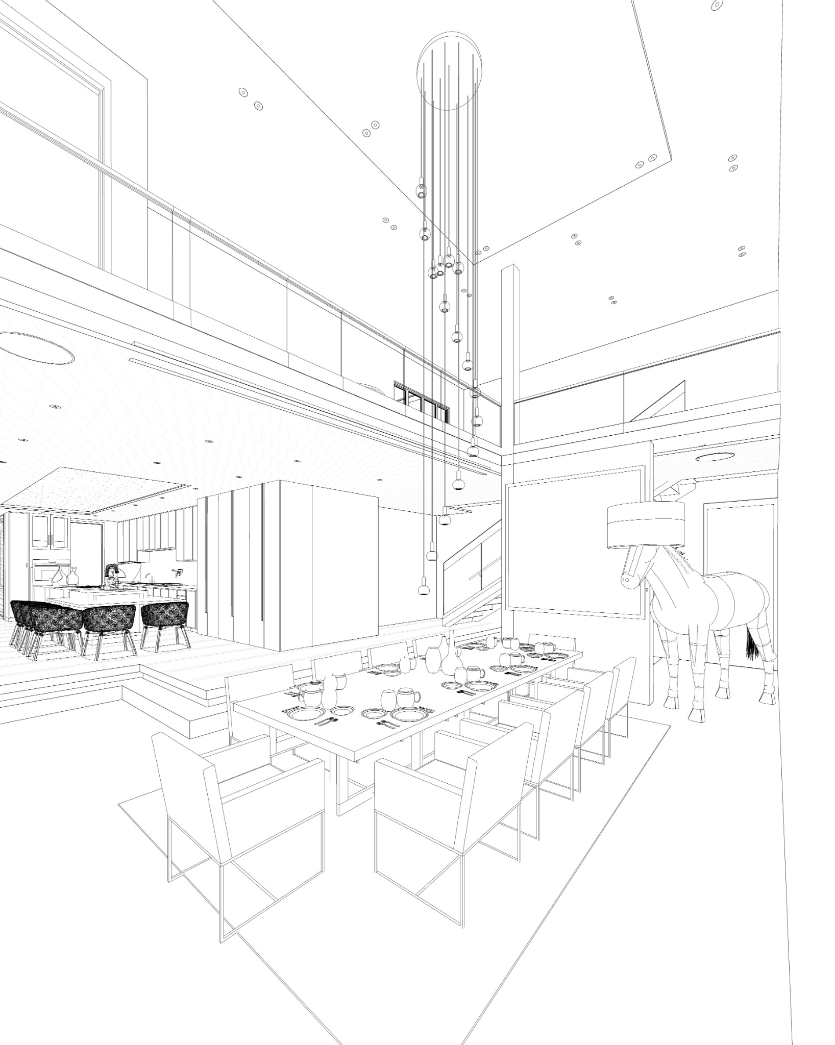 Dining room architectural linework